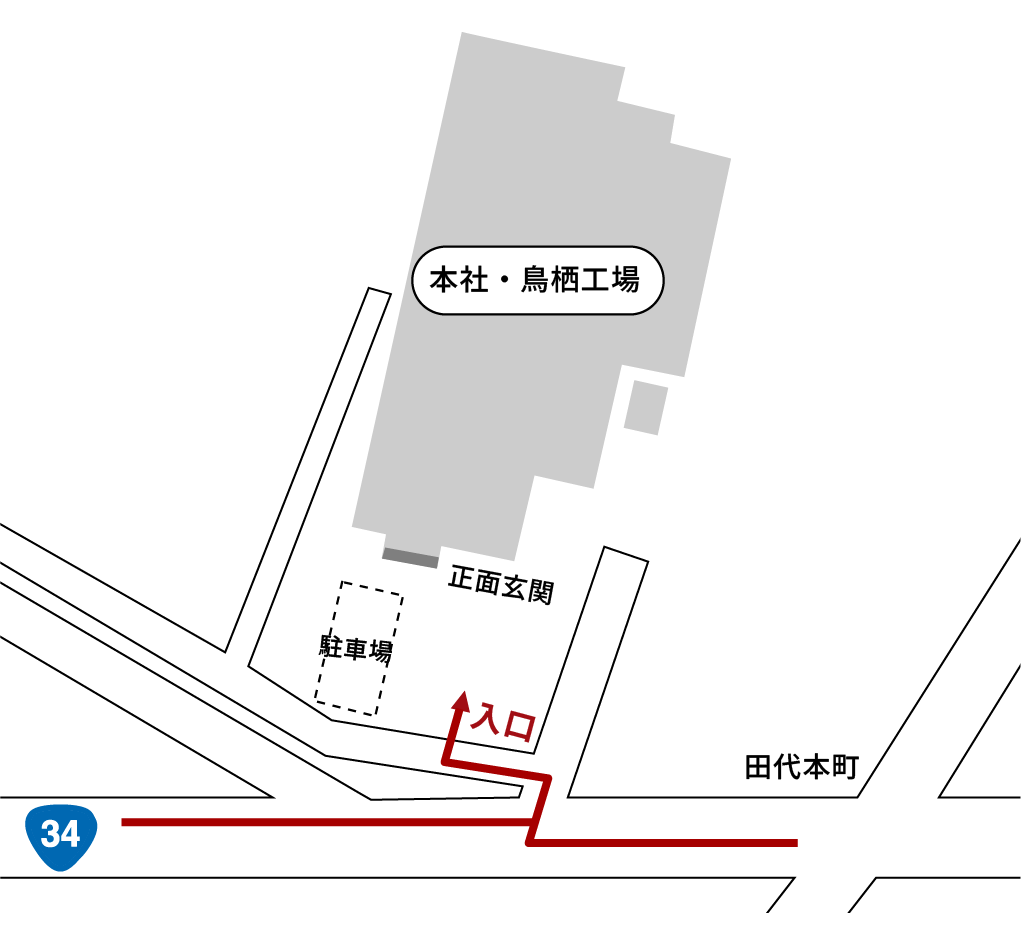 プリントメディア西部事業所 本社・⿃栖⼯場地図